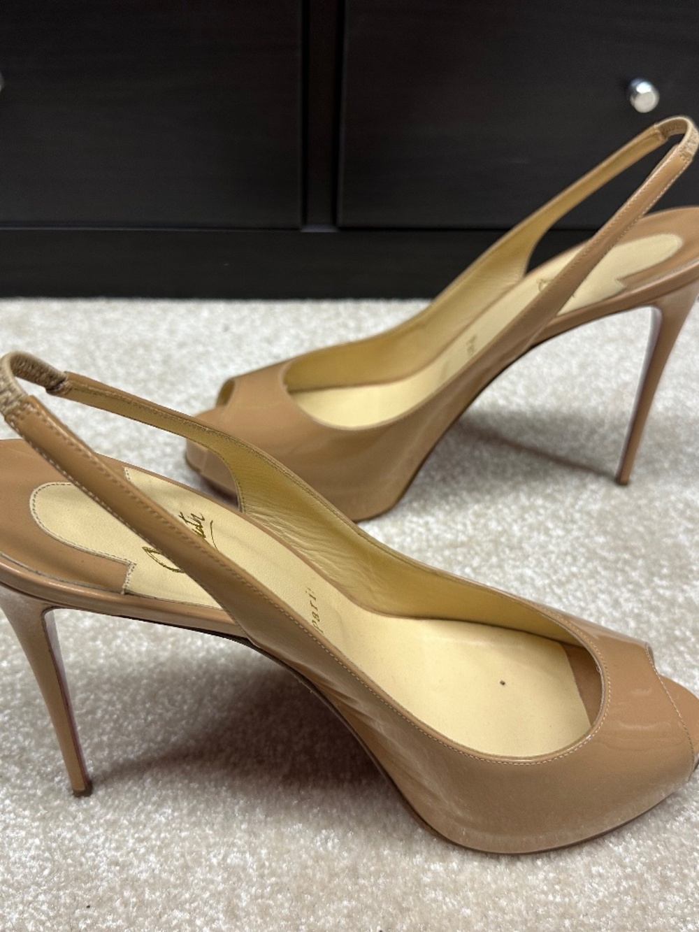 Christian Louboutin Platform Pumps- Patent Leather- Tan